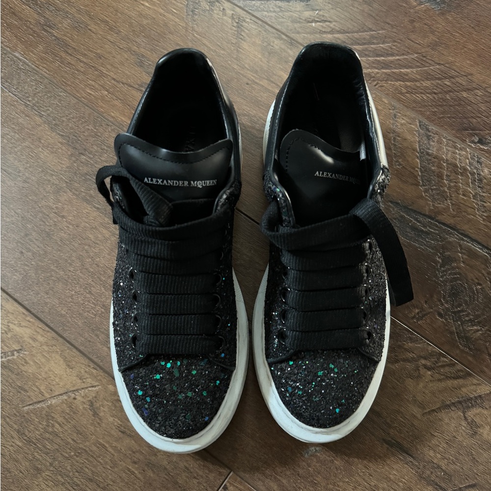 Alexander McQueen black glitter sneakers